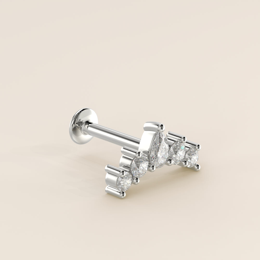 Celestial Pear and Round Curve Lab Grown Diamond Piercing
