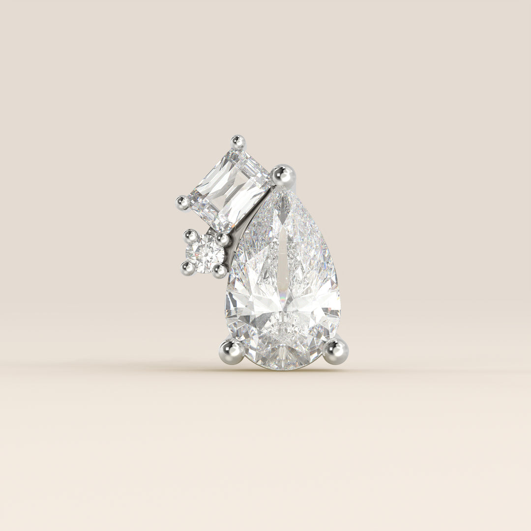 Radiance Pear Radiant Round Tree Stone Cluster Lab Grown Diamond Piercing