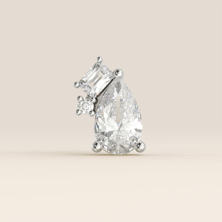 Radiance Pear Radiant Round Tree Stone Cluster Lab Grown Diamond Piercing