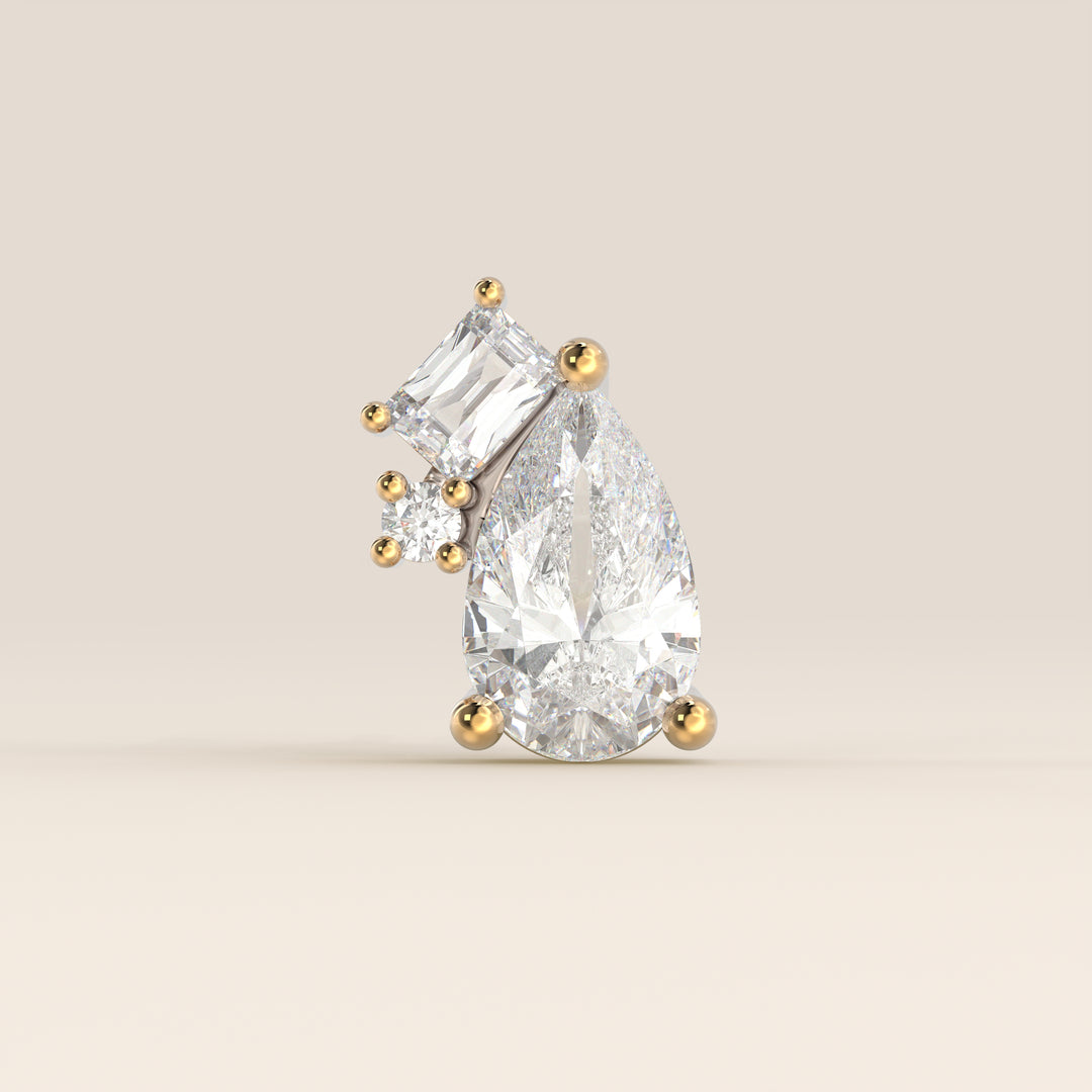 Radiance Pear Radiant Round Tree Stone Cluster Lab Grown Diamond Piercing