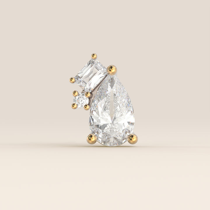 Radiance Pear Radiant Round Tree Stone Cluster Lab Grown Diamond Piercing