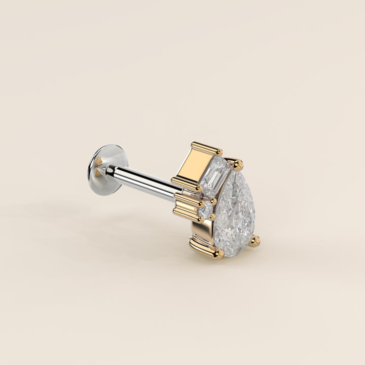Radiance Pear Radiant Round Tree Stone Cluster Lab Grown Diamond Piercing