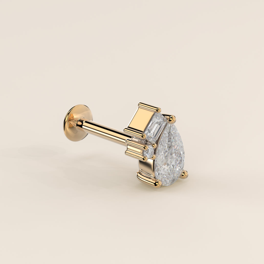 Radiance Pear Radiant Round Tree Stone Cluster Lab Grown Diamond Piercing