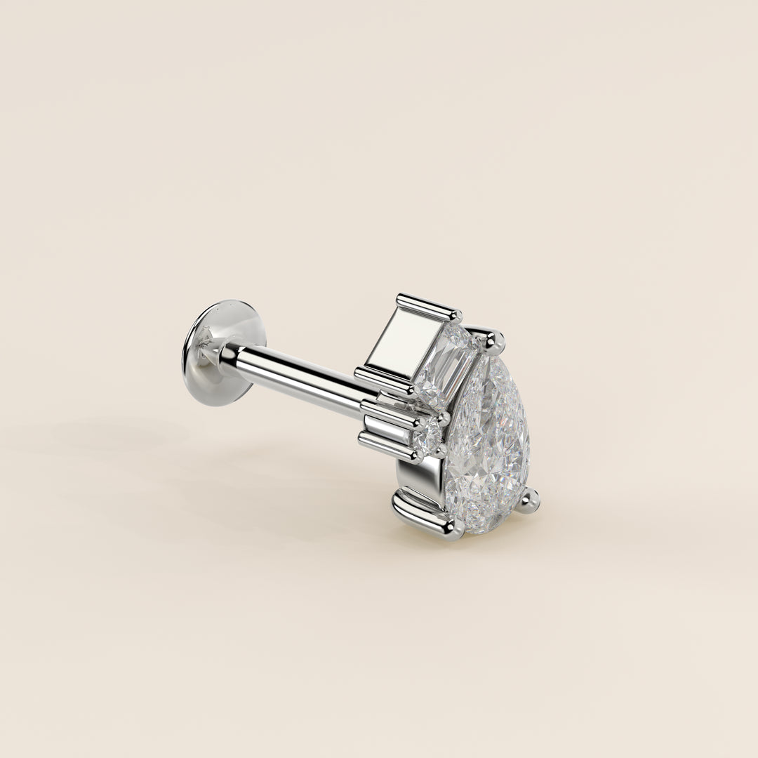 Radiance Pear Radiant Round Tree Stone Cluster Lab Grown Diamond Piercing
