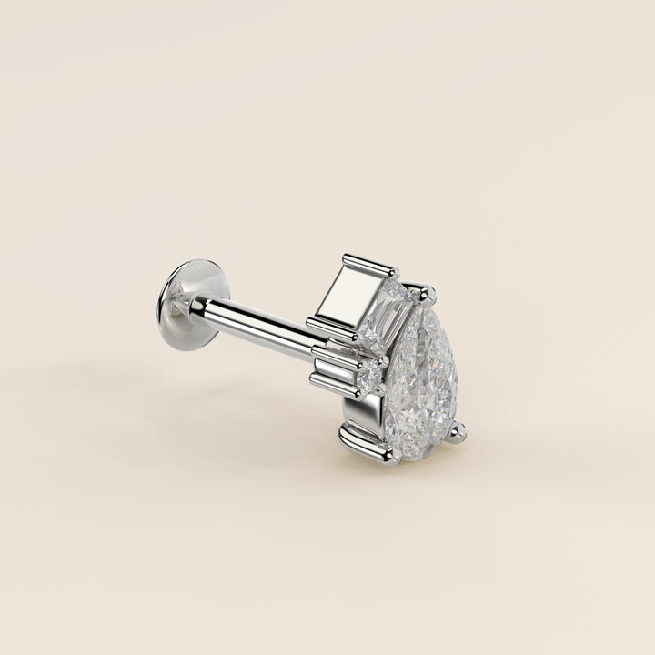 Radiance Pear Radiant Round Tree Stone Cluster Lab Grown Diamond Piercing