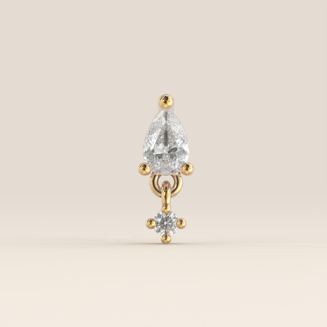 Cascade Pear Round Pendant Small Lab Grown Diamond Piercing