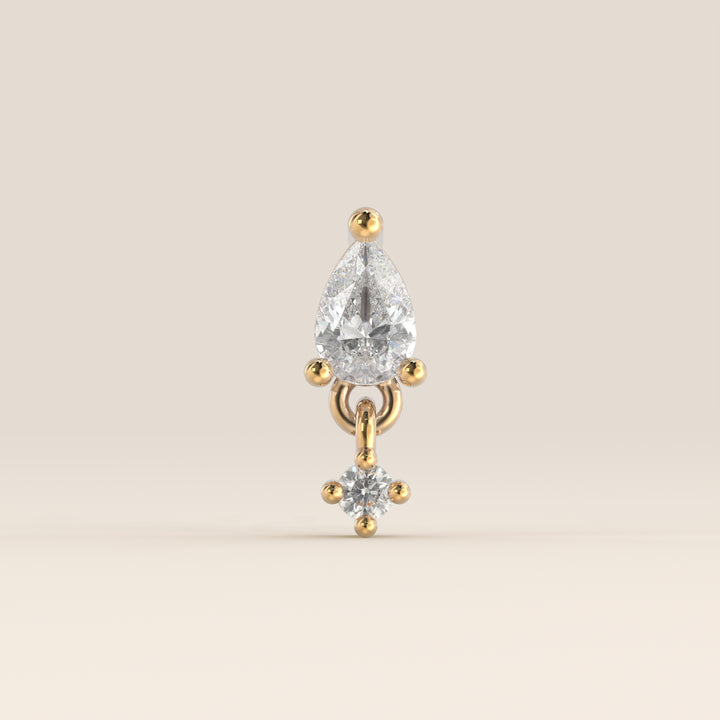 Cascade Pear Round Pendant Small Lab Grown Diamond Piercing