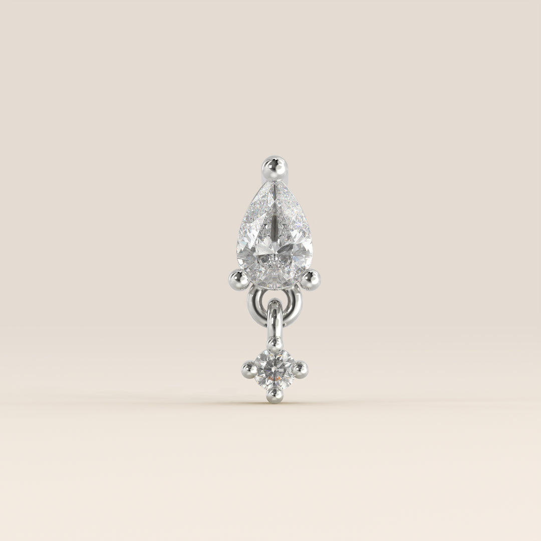 Cascade Pear Round Pendant Small Lab Grown Diamond Piercing