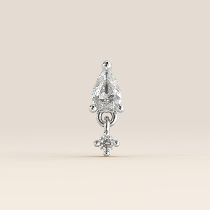 Cascade Pear Round Pendant Small Lab Grown Diamond Piercing