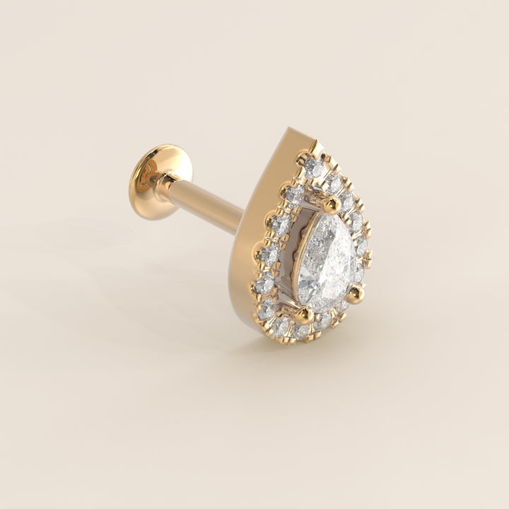 Aura Pear Lab Grown Diamond Halo Piercing