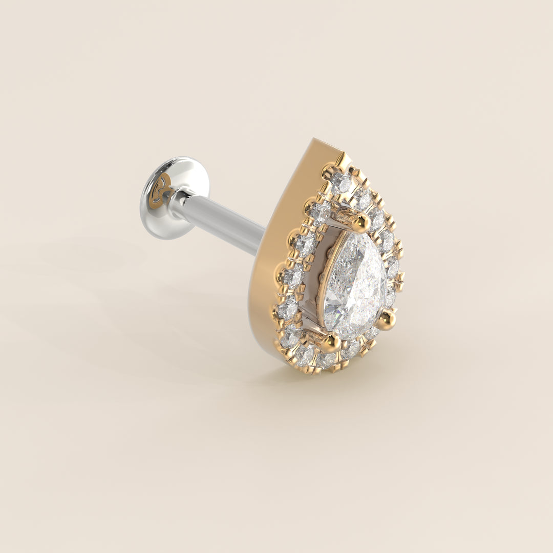 Aura Pear Lab Grown Diamond Halo Piercing