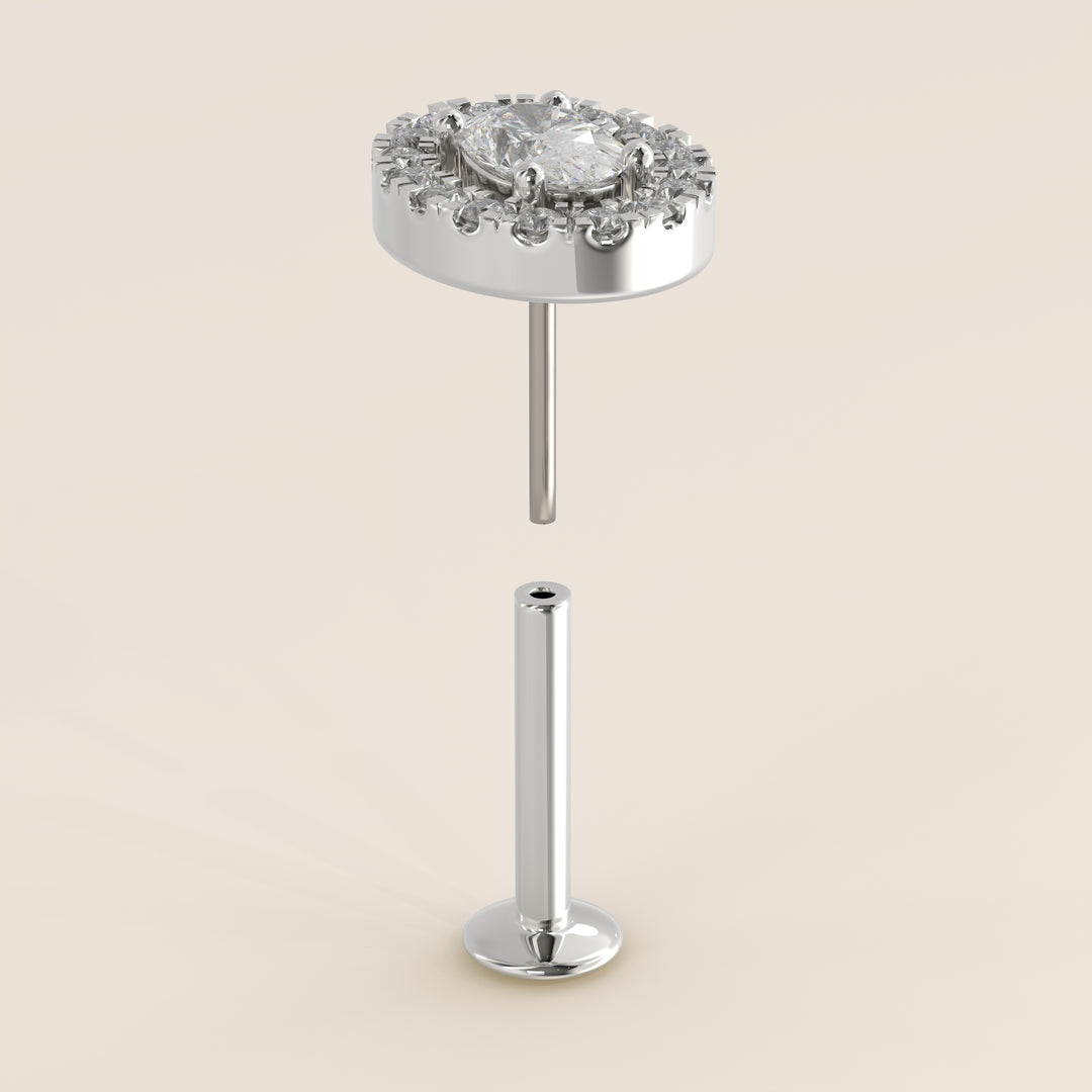 Aura Oval Lab Grown Diamond Halo Piercing