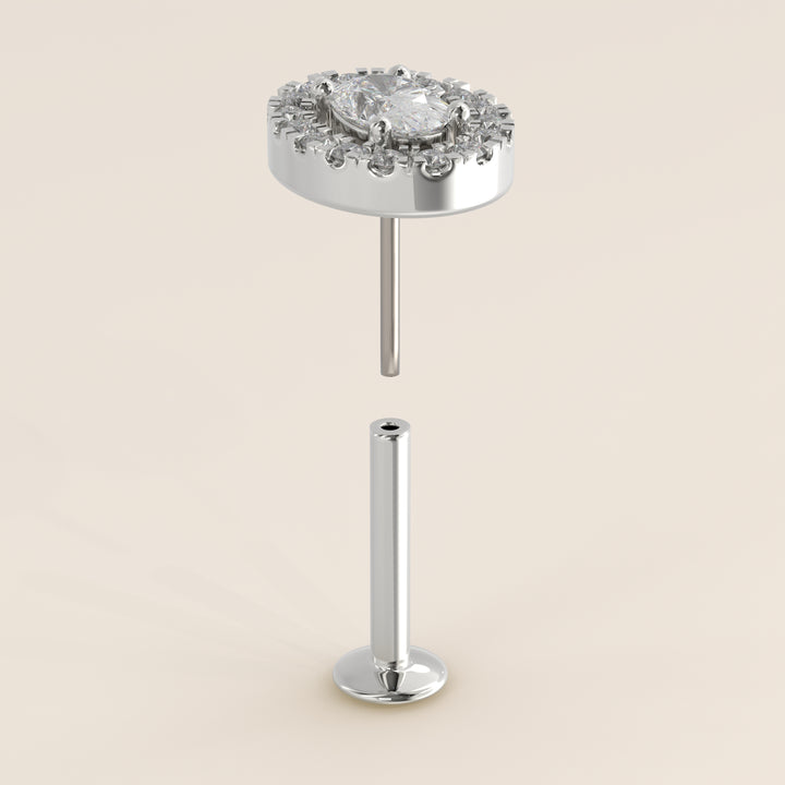 Aura Oval Lab Grown Diamond Halo Piercing