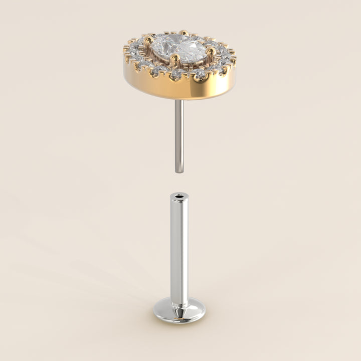 Aura Oval Lab Grown Diamond Halo Piercing