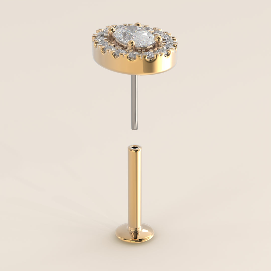 Aura Oval Lab Grown Diamond Halo Piercing