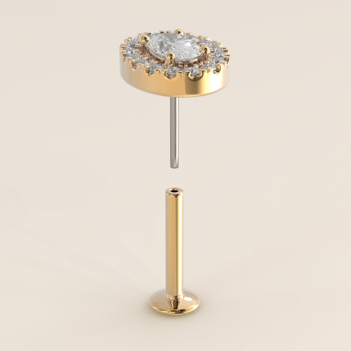 Aura Oval Lab Grown Diamond Halo Piercing
