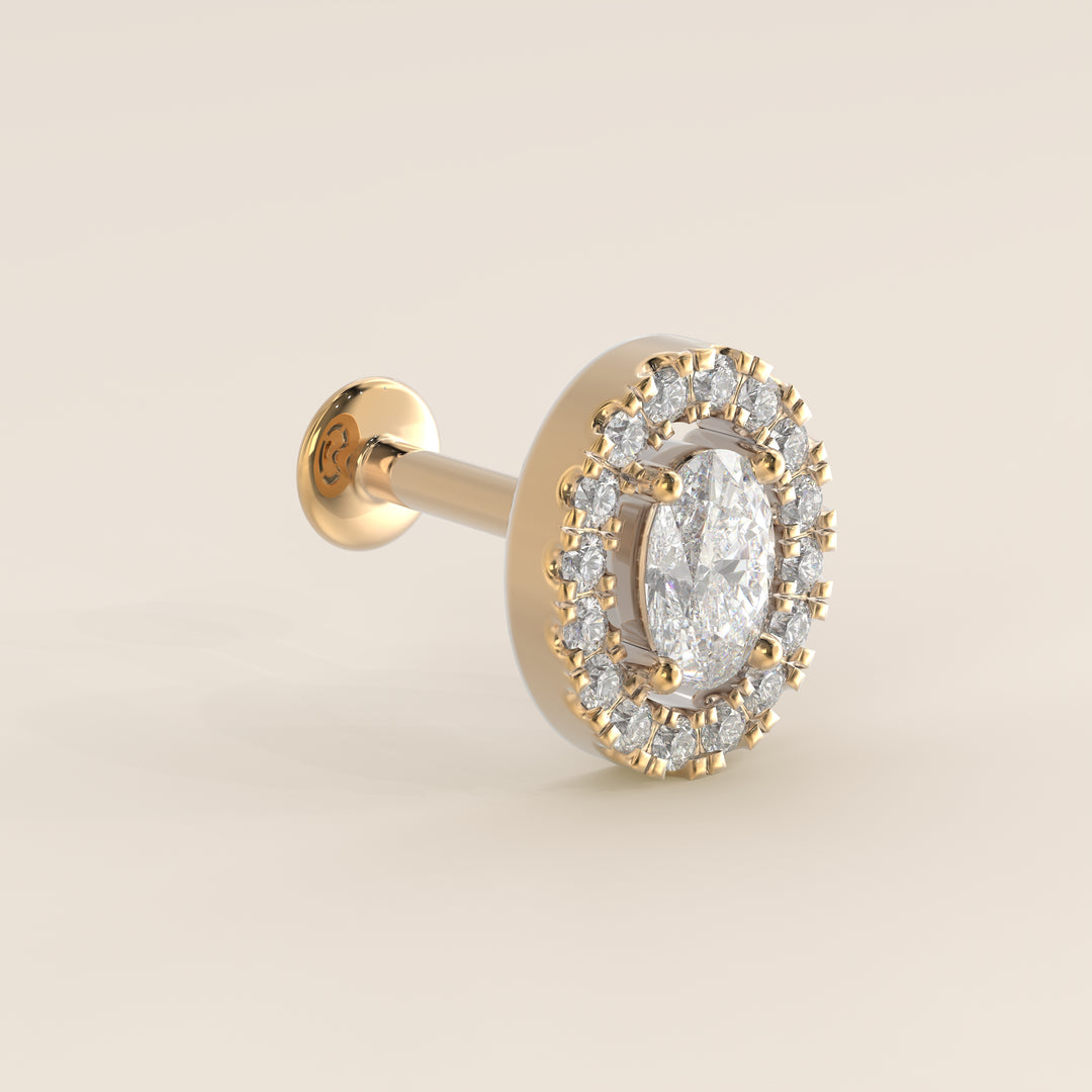 Aura Oval Lab Grown Diamond Halo Piercing
