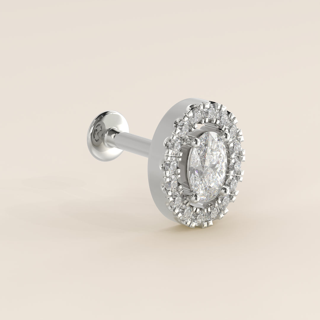 Aura Oval Lab Grown Diamond Halo Piercing
