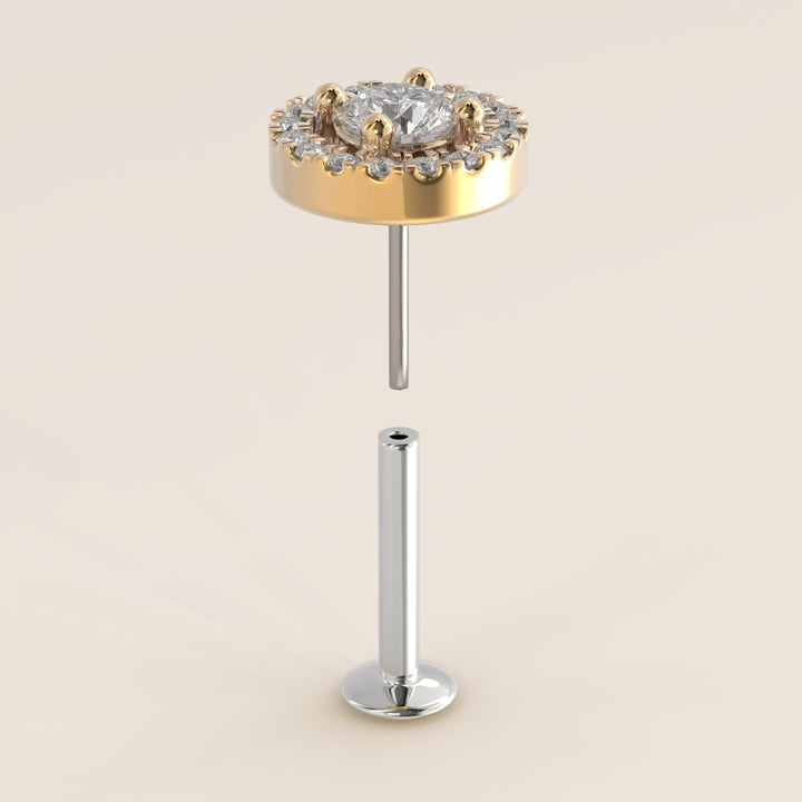 Aura Round Lab Grown Diamond Halo Piercing
