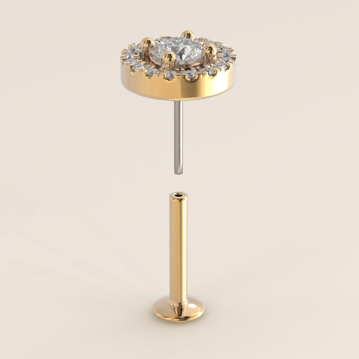 Aura Round Lab Grown Diamond Halo Piercing