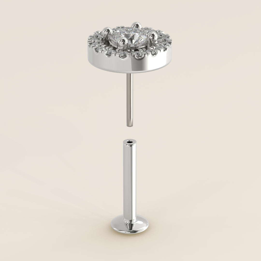 Aura Round Lab Grown Diamond Halo Piercing