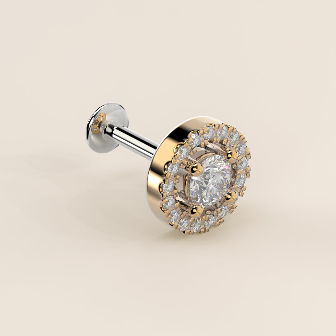 Aura Round Lab Grown Diamond Halo Piercing