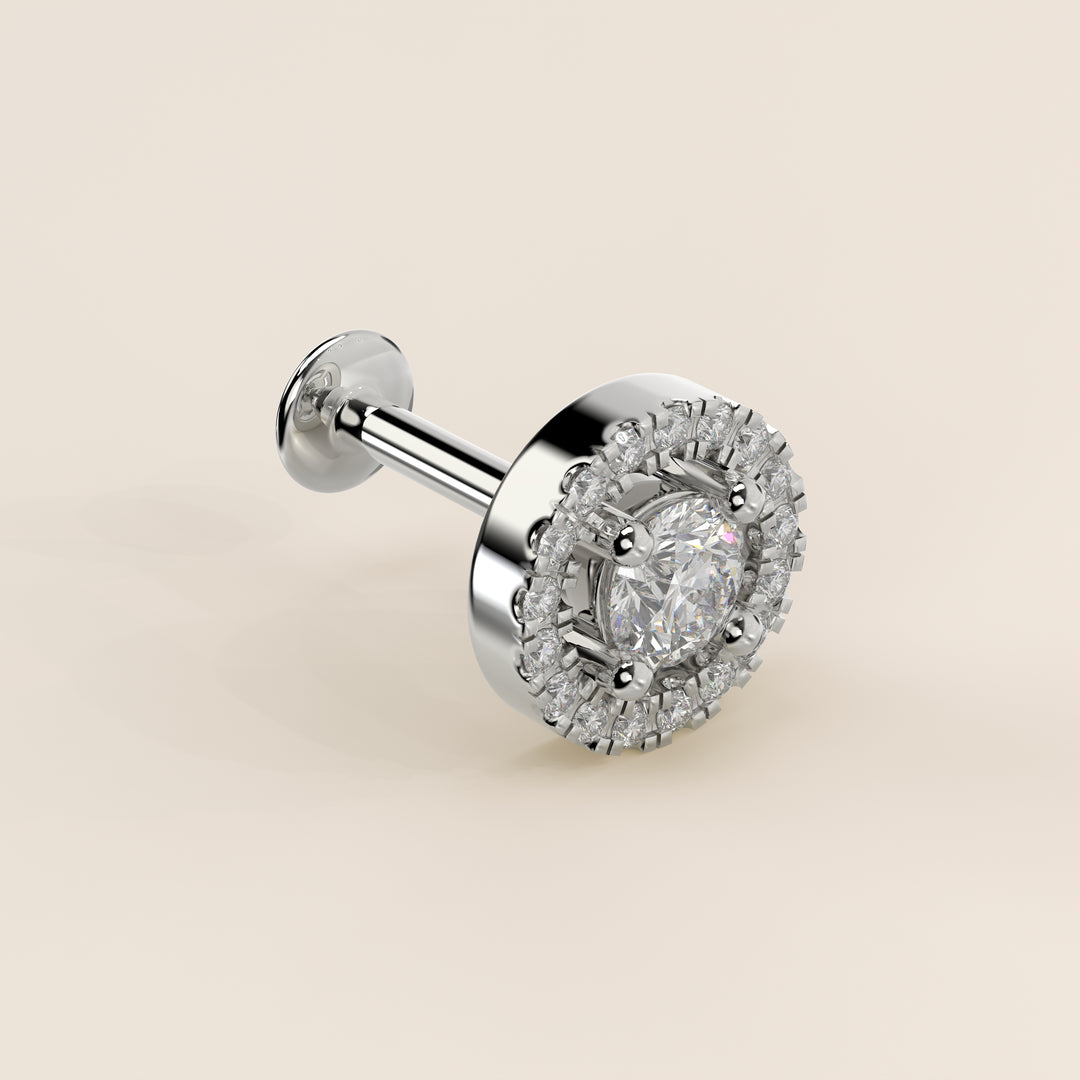 Aura Round Lab Grown Diamond Halo Piercing