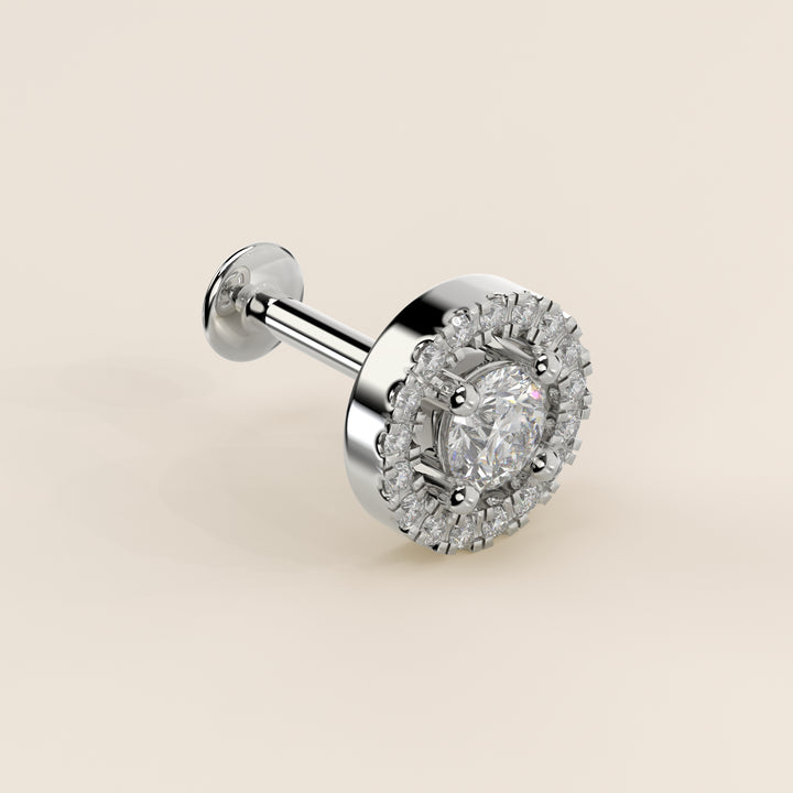 Aura Round Lab Grown Diamond Halo Piercing
