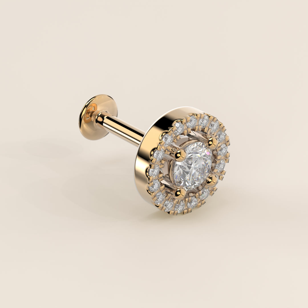 Aura Round Lab Grown Diamond Halo Piercing