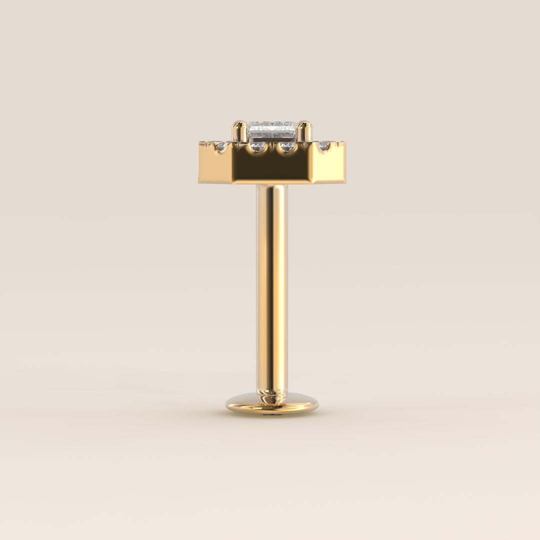 Aura Emerald Lab Grown Diamond Halo Piercing