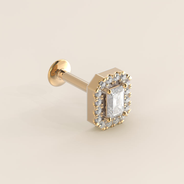 Aura Emerald Lab Grown Diamond Halo Piercing