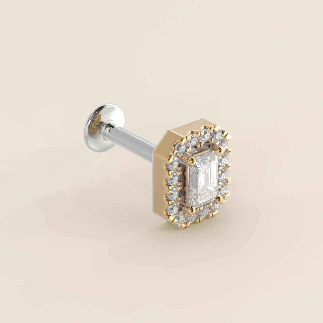 Aura Emerald Lab Grown Diamond Halo Piercing