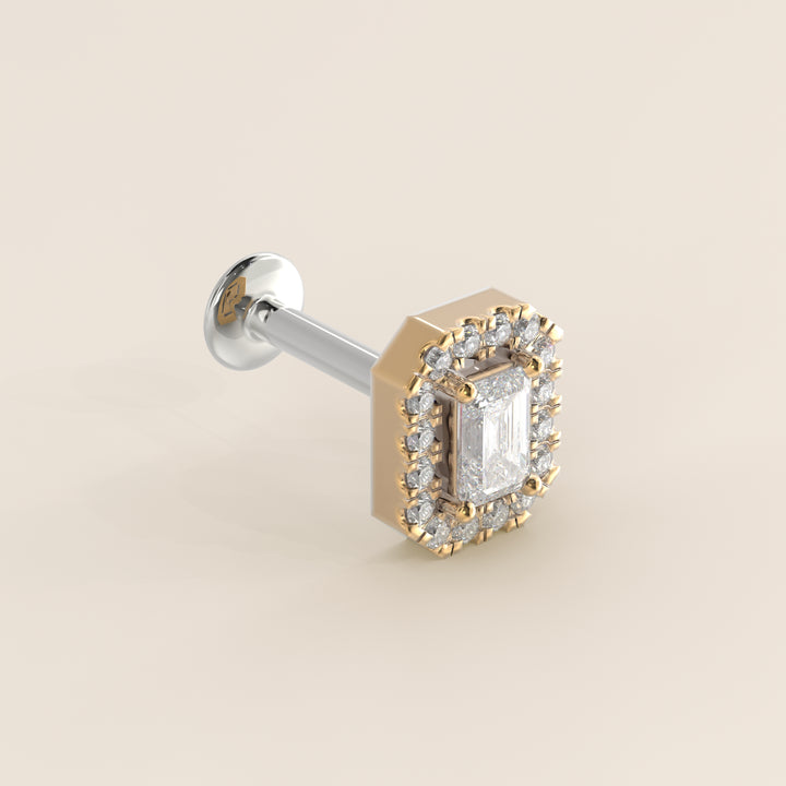 Aura Emerald Lab Grown Diamond Halo Piercing