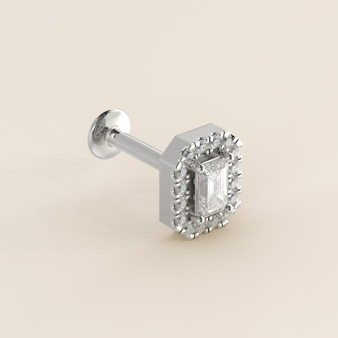 Aura Emerald Lab Grown Diamond Halo Piercing