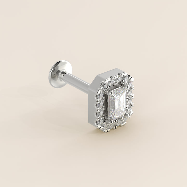 Aura Emerald Lab Grown Diamond Halo Piercing