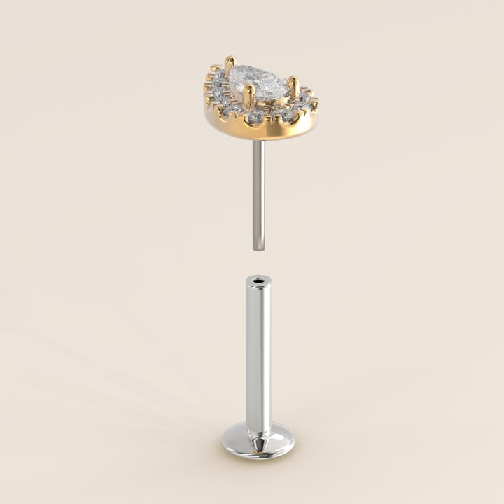 Halo Pear Lab Grown Diamond Piercing