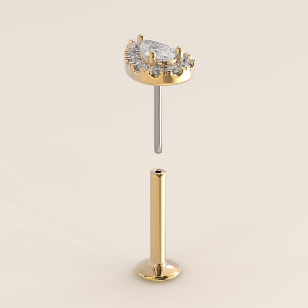 Halo Pear Lab Grown Diamond Piercing