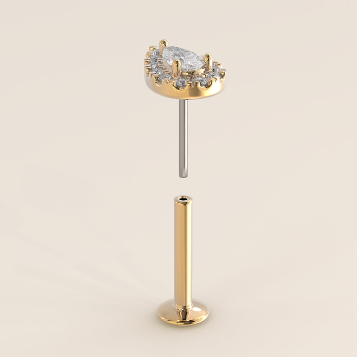 Halo Pear Lab Grown Diamond Piercing