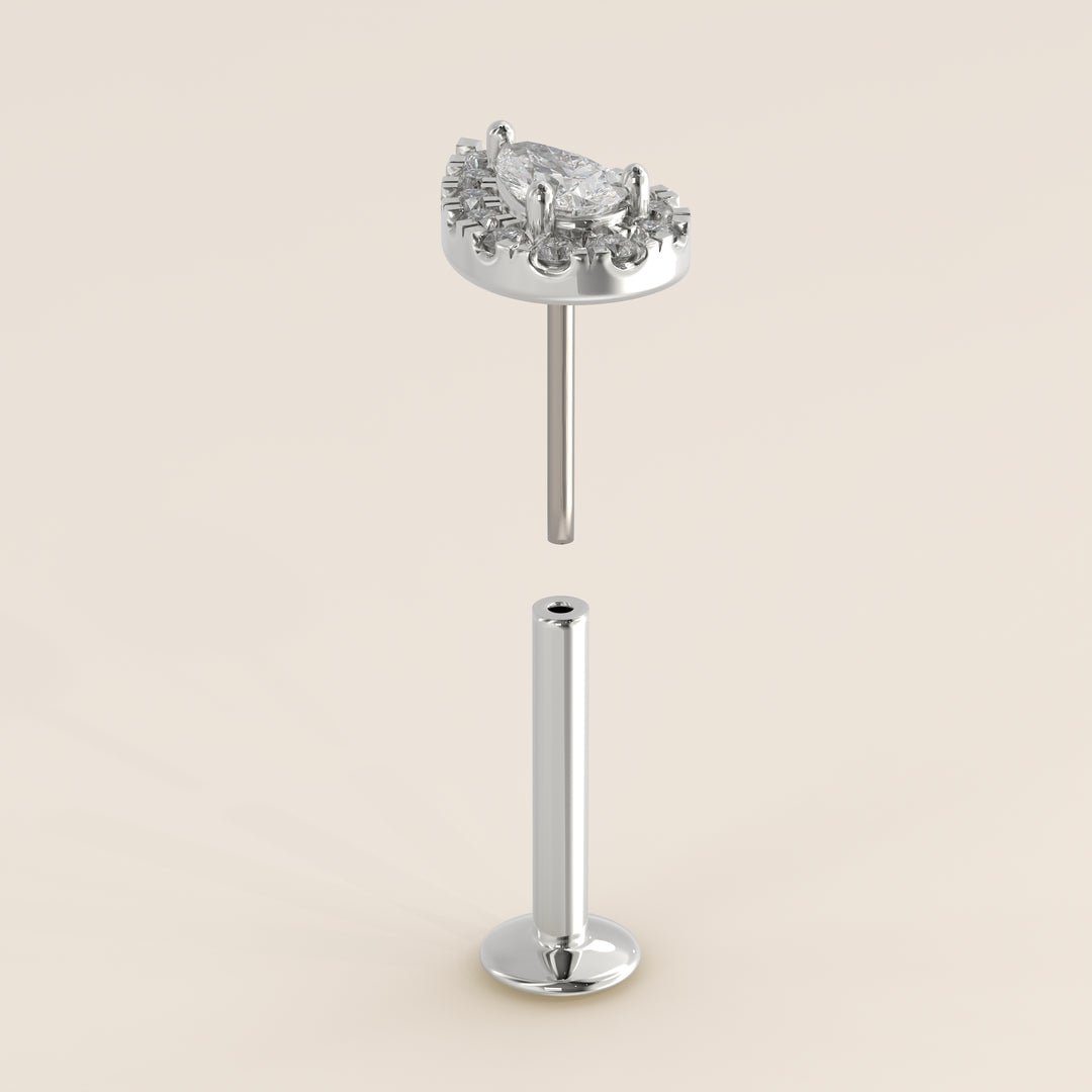 Halo Pear Lab Grown Diamond Piercing