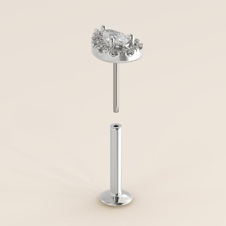 Halo Pear Lab Grown Diamond Piercing