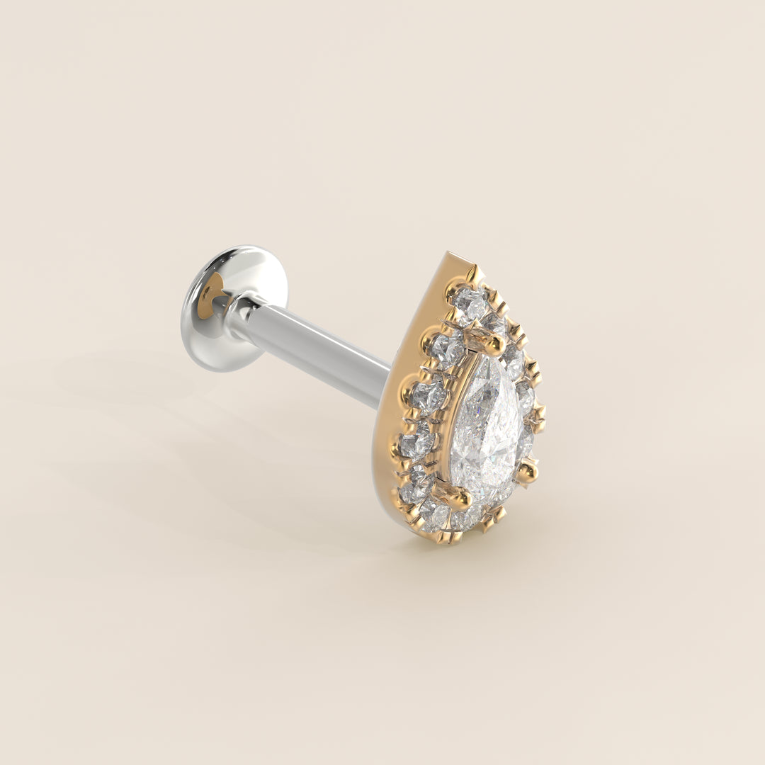Halo Pear Lab Grown Diamond Piercing