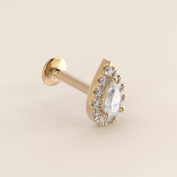 Halo Pear Lab Grown Diamond Piercing