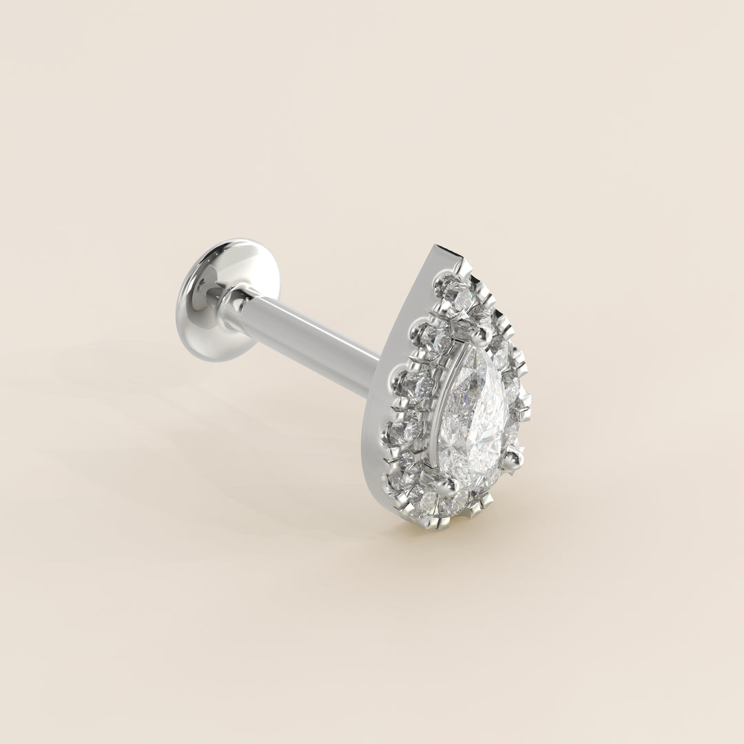 Halo Pear Lab Grown Diamond Piercing