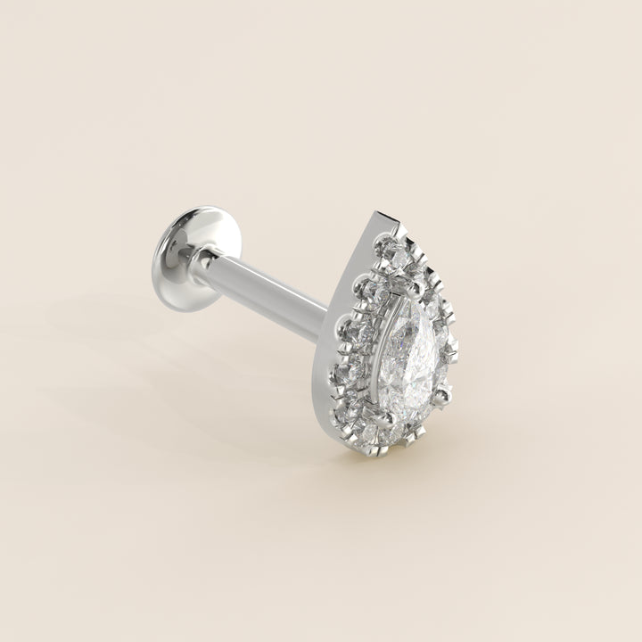 Halo Pear Lab Grown Diamond Piercing