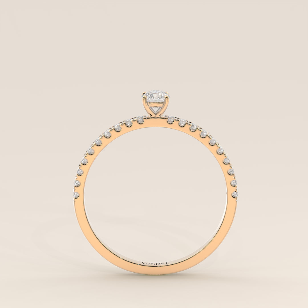 Julie - Round Lab Grown Diamond Ring with Pave Band