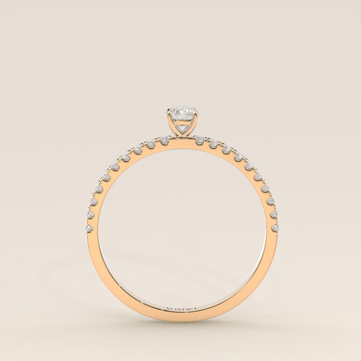 Julie - Round Lab Grown Diamond Ring with Pave Band