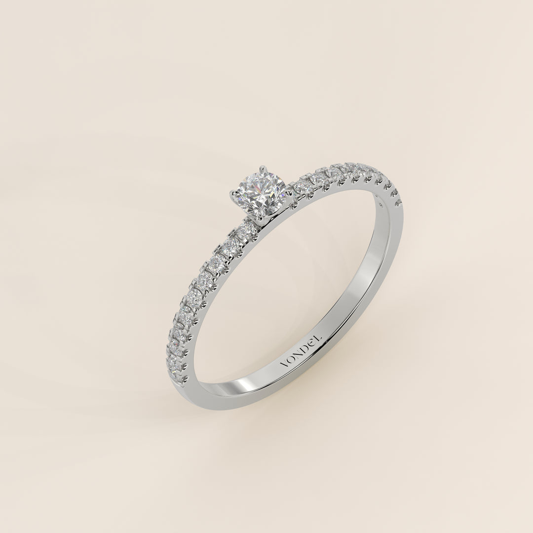 Julie - Round Lab Grown Diamond Ring with Pave Band