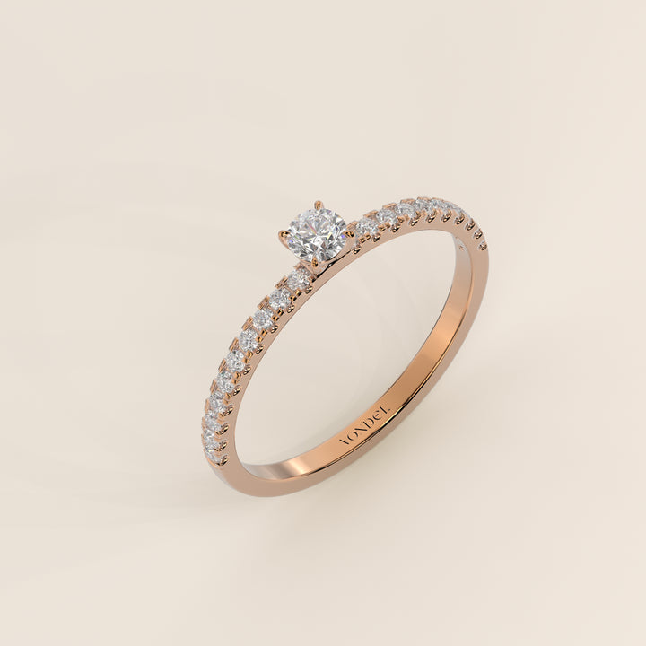 Julie - Round Lab Grown Diamond Ring with Pave Band