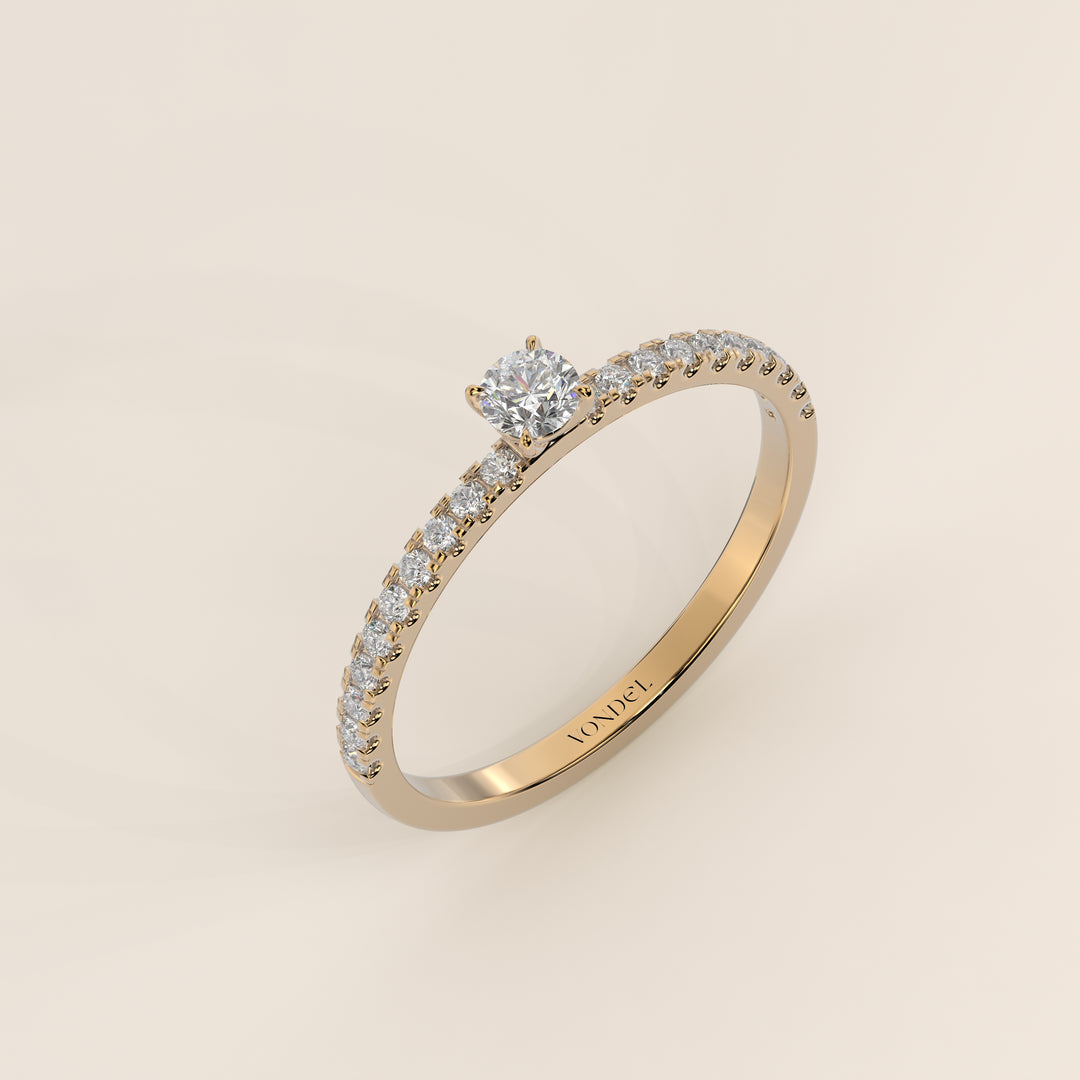 Julie - Round Lab Grown Diamond Ring with Pave Band