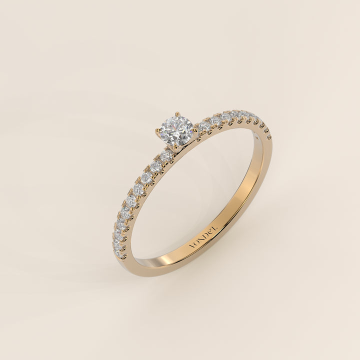 Julie - Round Lab Grown Diamond Ring with Pave Band